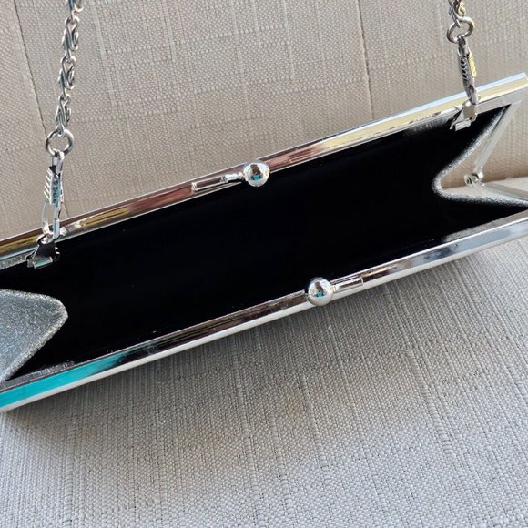 Girl Purse Fancy Silver Tone Sparkling Clutch Small Bag Fashion Bag - Picture 6 of 8